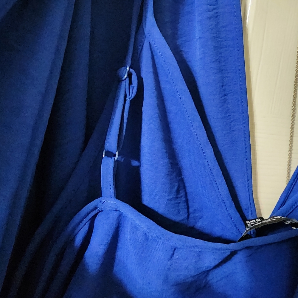 Nina Leonard Blue Pleated Maxi 1X 2X - Picture 8 of 10
